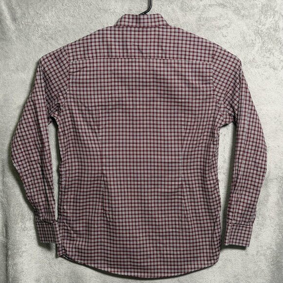 Eton Shirt Mens XL 17.5 Red Blue Plaid Check Contemporary Fit Fine Twill Dress - Picture 3 of 10